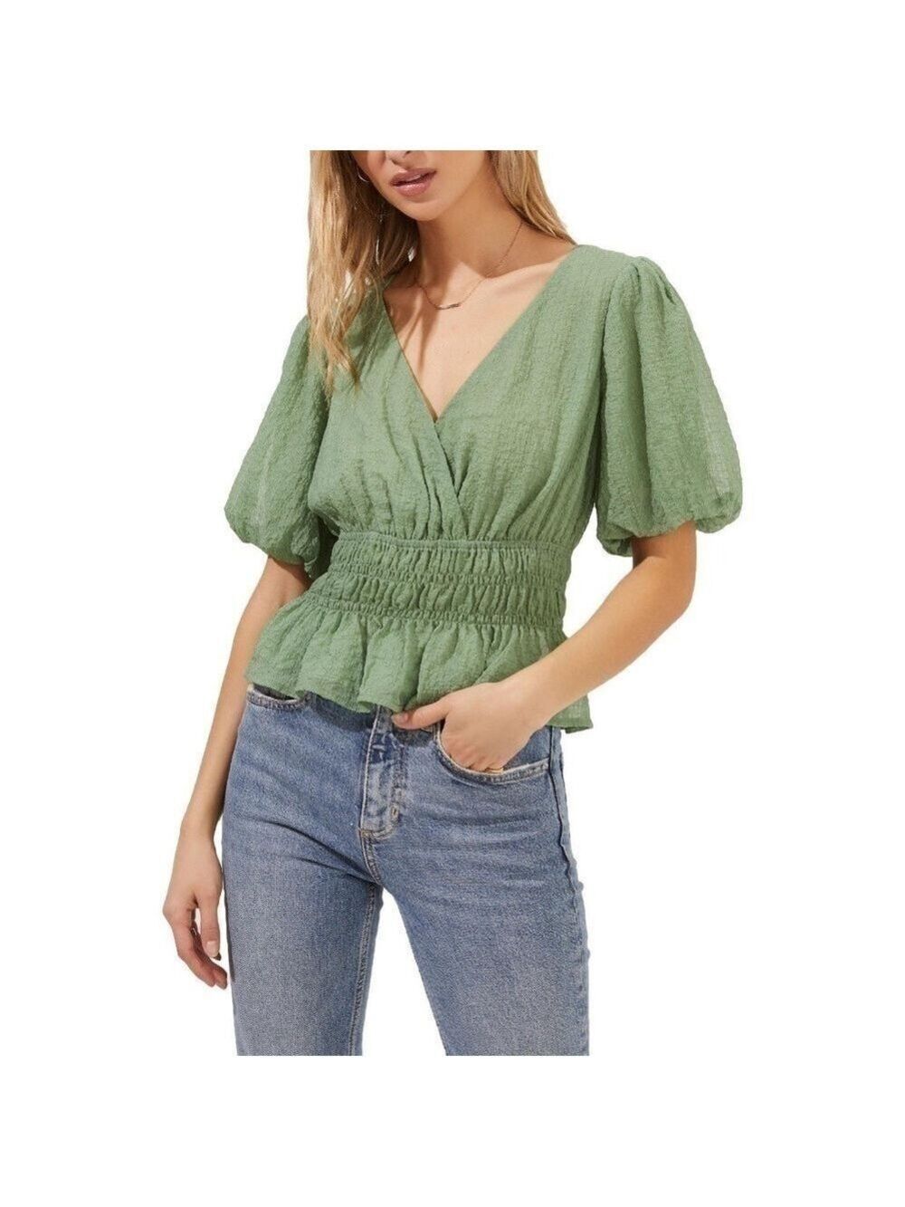 ASTR the Label Chiffon Smocked Blouse- NWOT